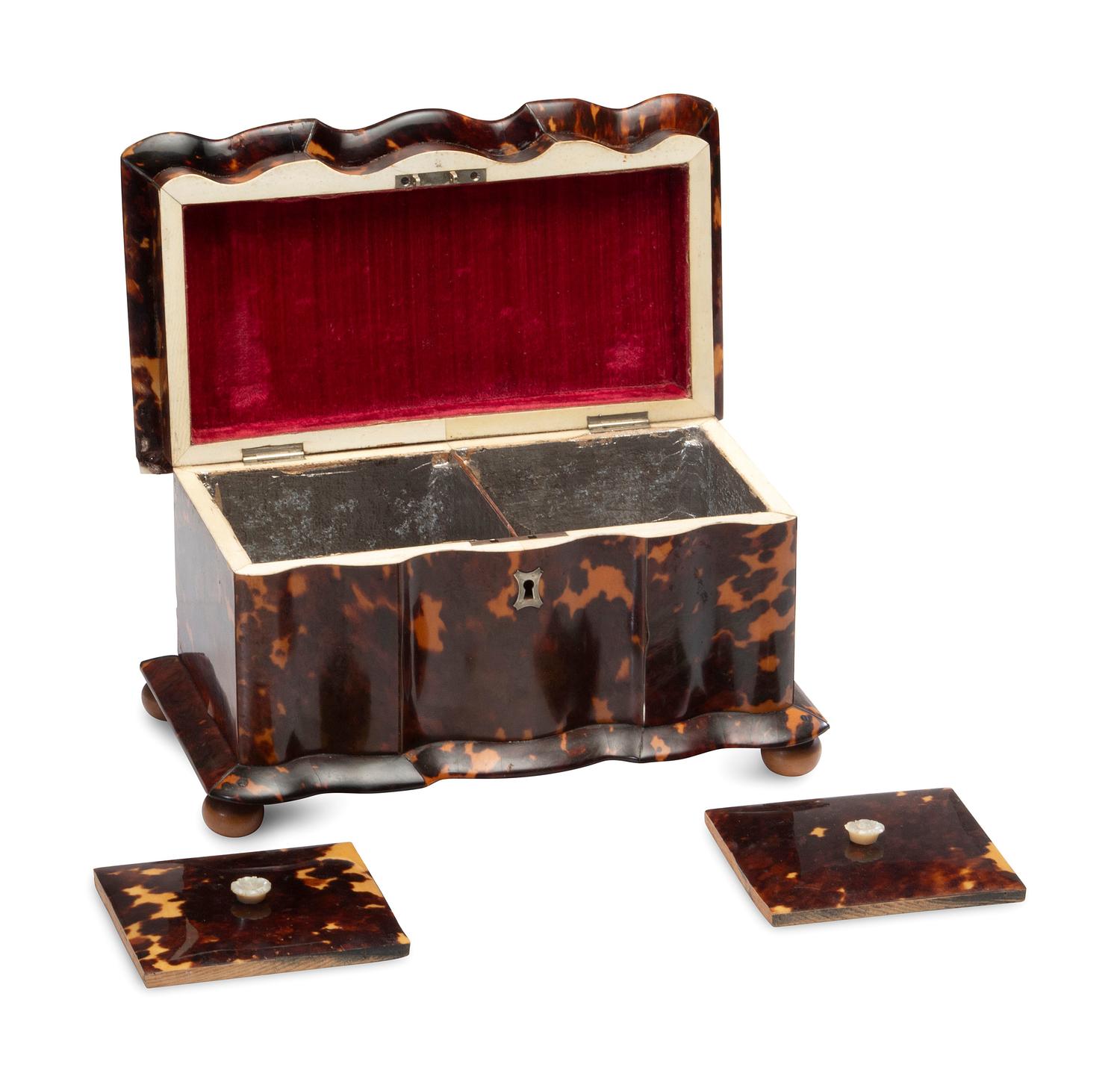 A Regency Tortoiseshell Tea Caddy