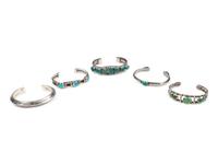 Five Navajo and Zuni Silver Cuff Bracelets