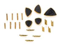 COLLECTION OF YELLOW GOLD DRUZY SLIDES AND SPACERS