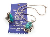Award Winning Sterling Silver and Turquoise Ring and Necklace Set