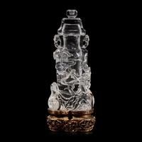 A Chinese Carved Rock Crystal Vase and Cover with Horses and Dragon, 19th-20th Century 晚清-民國 水晶刻臥馬賞瓶