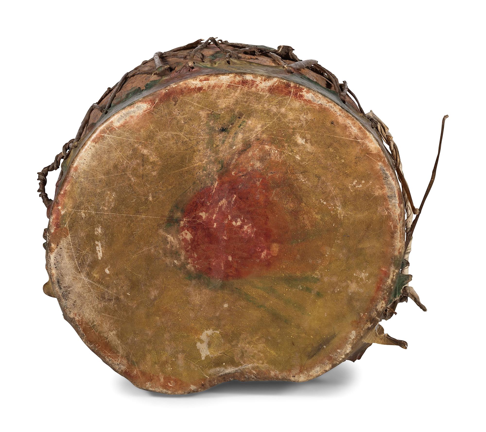 Pueblo Painted Drum, with Beater