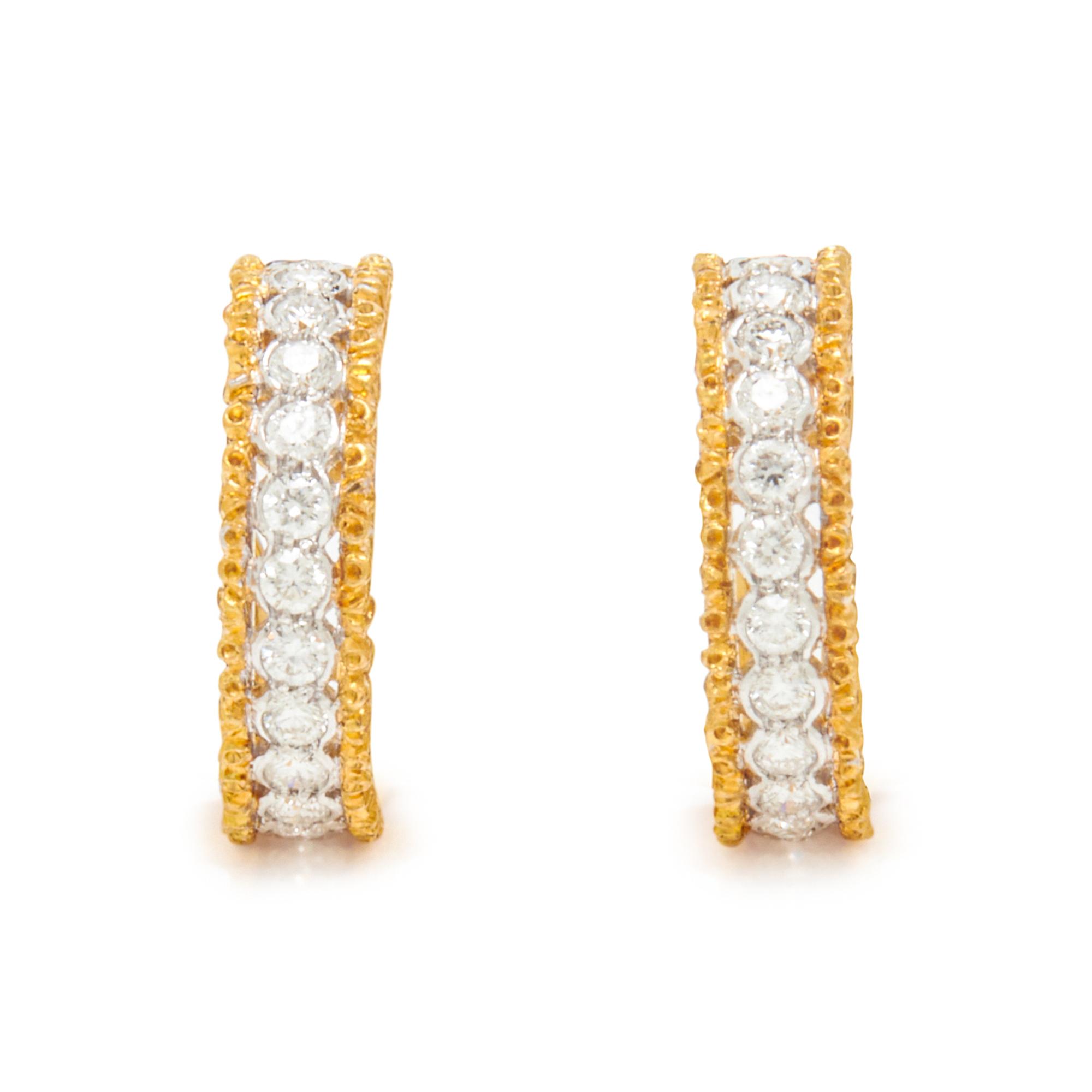 BUCCELLATI, BICOLOR GOLD AND DIAMOND HOOP EARRINGS