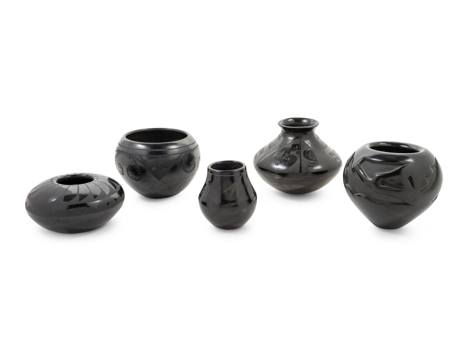 Five Blackware Pottery Vessels