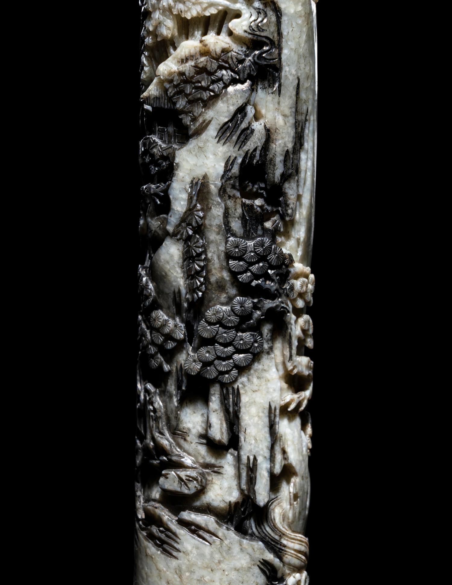 A Carved Black and White Jade Parfumier