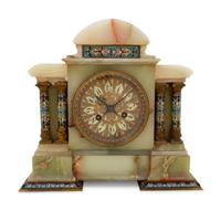 A French Onyx and Champlevé Mantel Clock