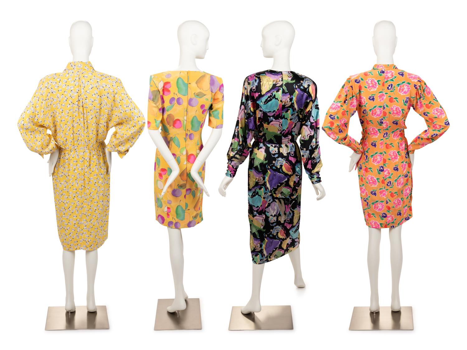 Four Designer Dresses: One Hanae Mori, Two Ungaro, One Givenchy, 1980-90s