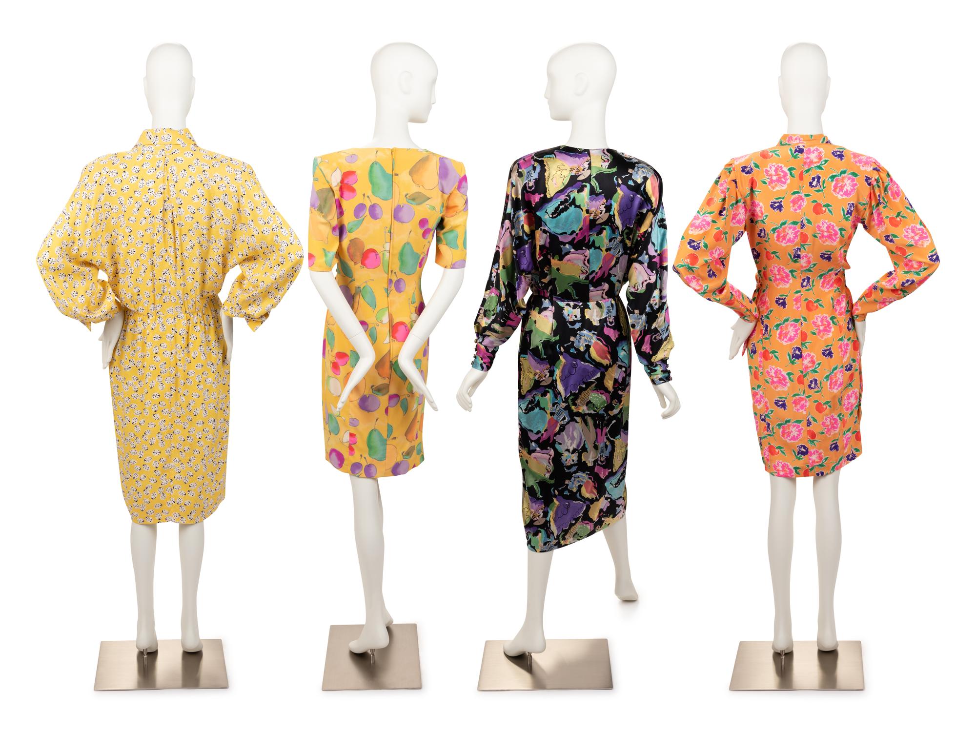 Four Designer Dresses: One Hanae Mori, Two Ungaro, One Givenchy, 1980-90s