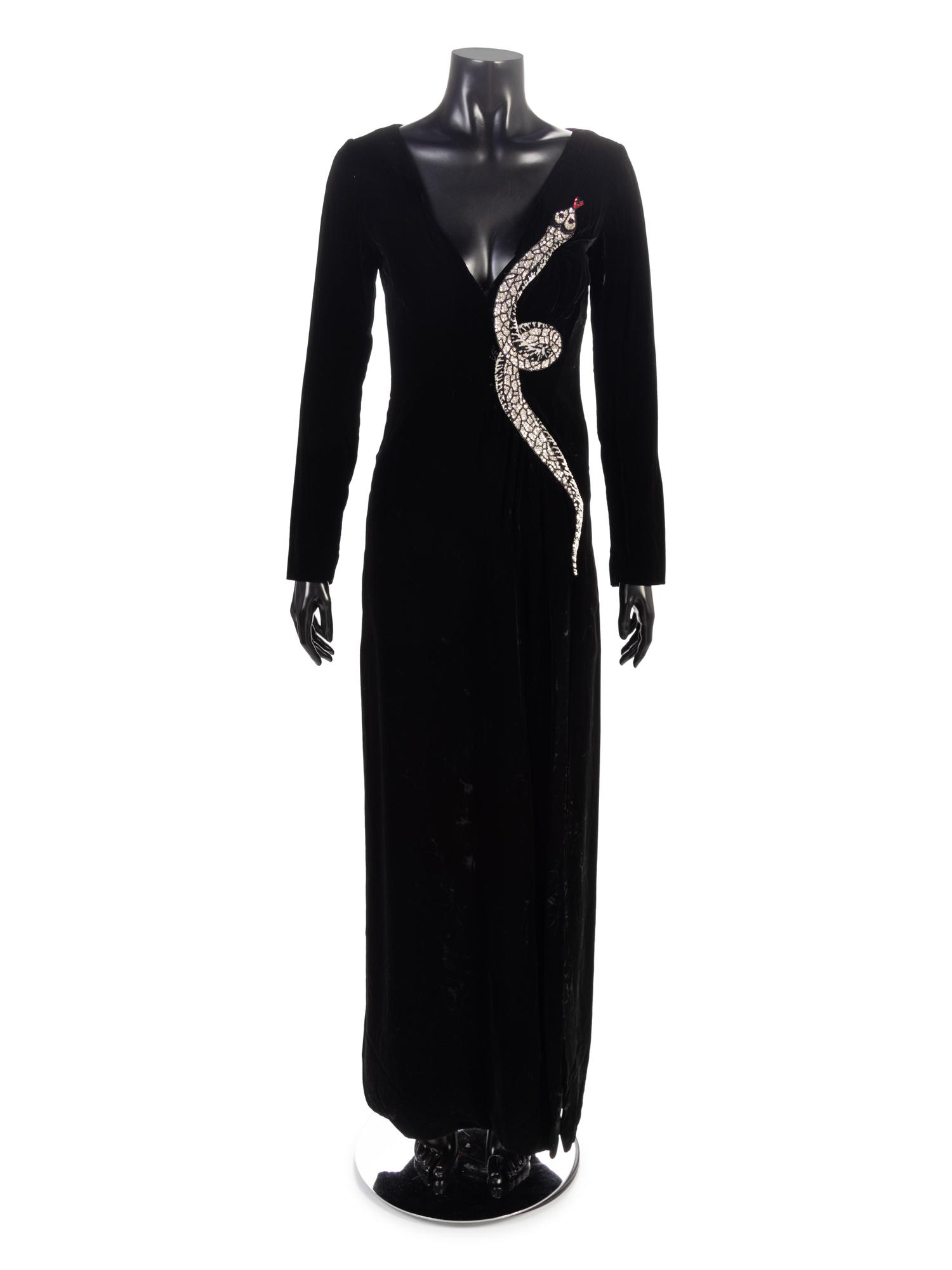 Valentino Evening Dress with Embroidered Snake, 1970-80s