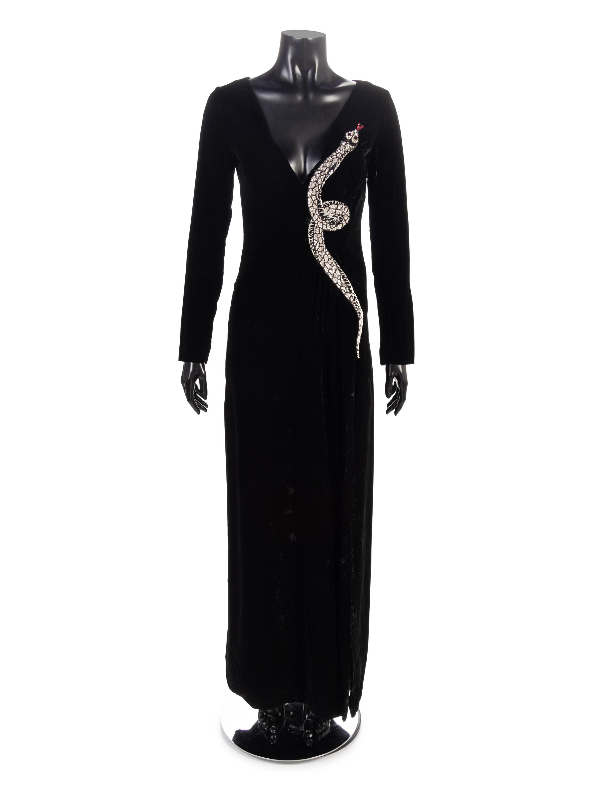 Valentino Evening Dress with Embroidered Snake, 1970-80s