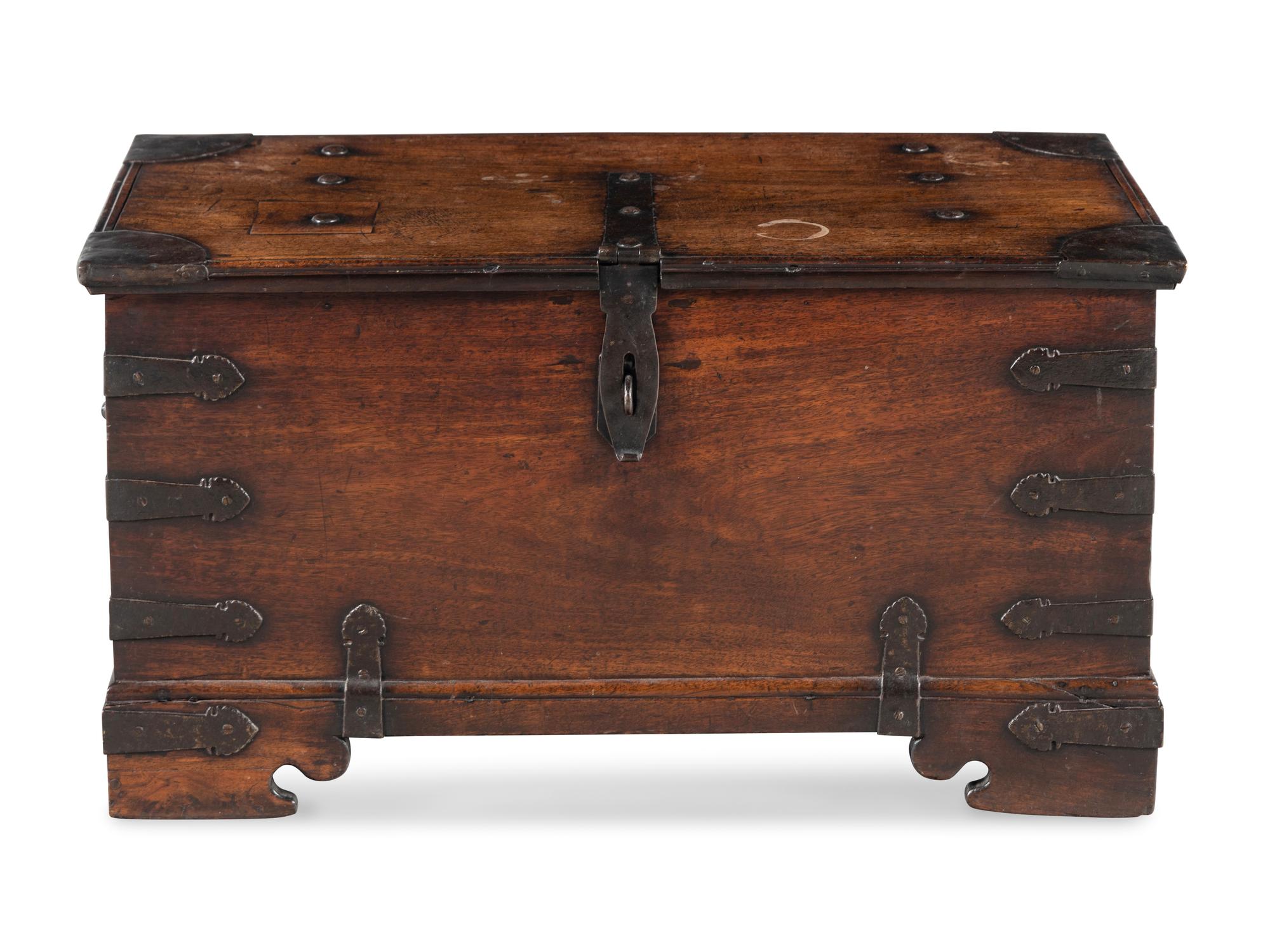 A Continental Iron Mounted Walnut Chest
