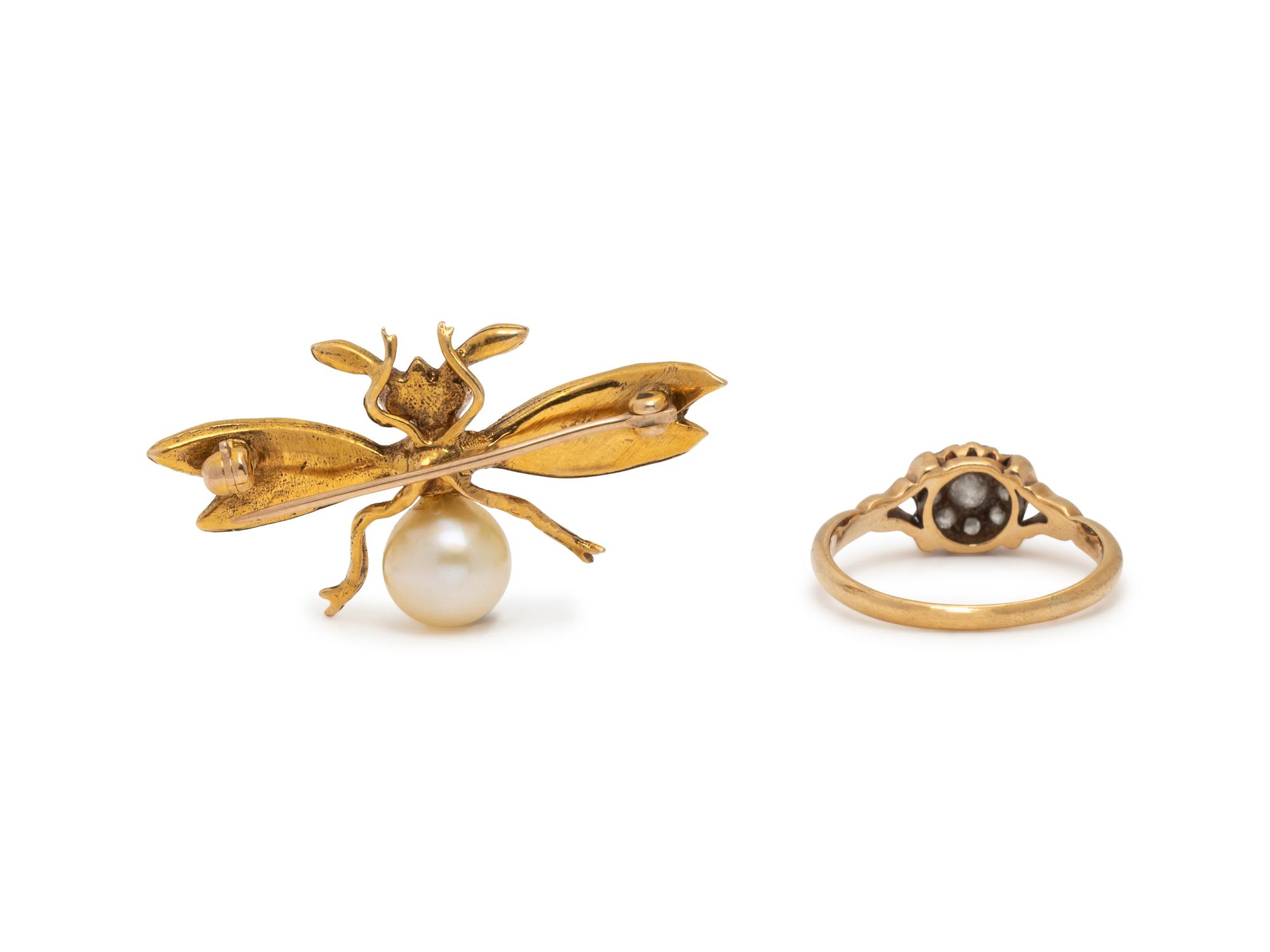 ANTIQUE, COLLECTION OF YELLOW GOLD JEWELRY