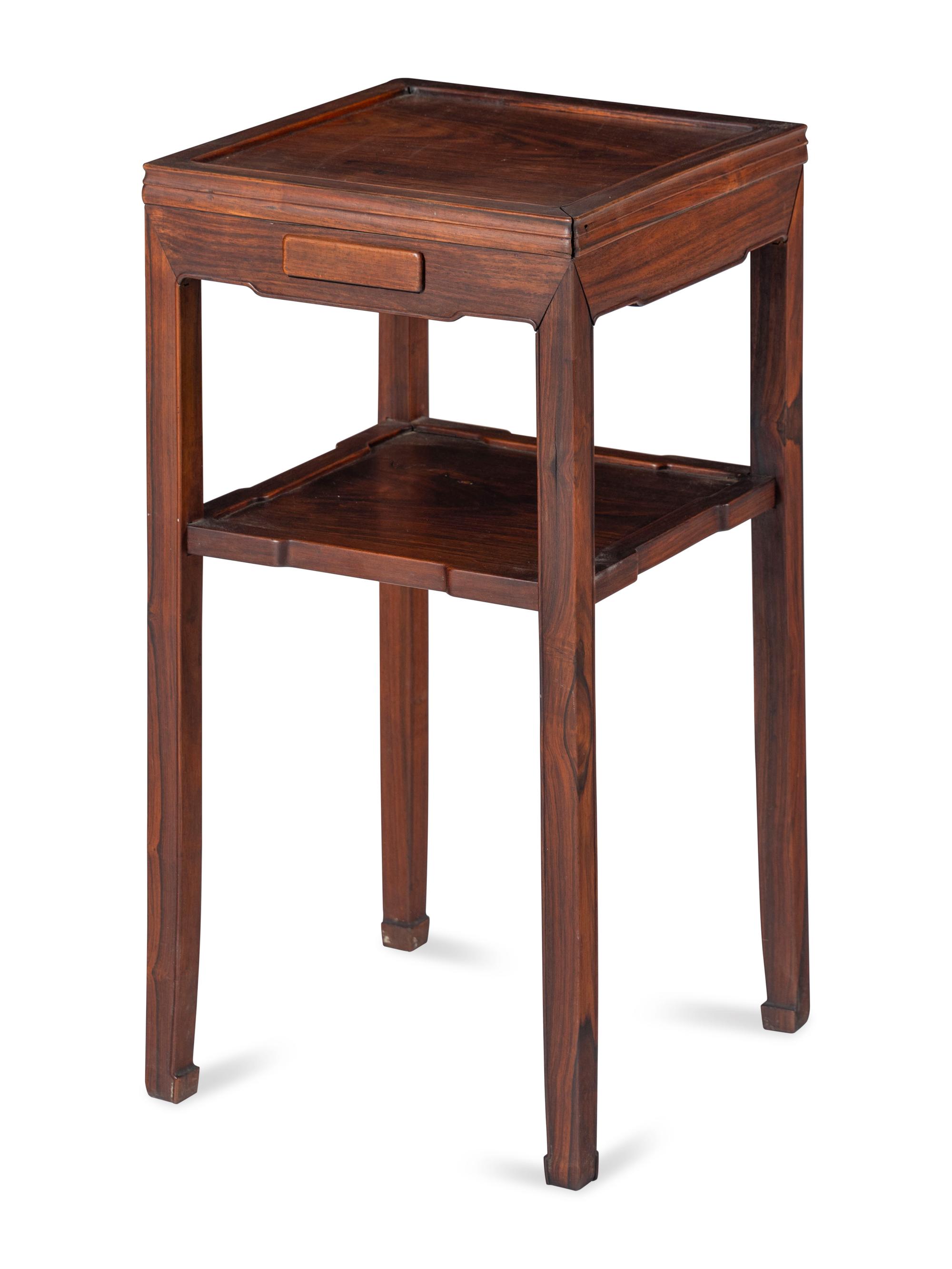 A Chinese Carved Hardwood Incense Stand, Late Qing Dynasty — 清晚期 硬木邊幾