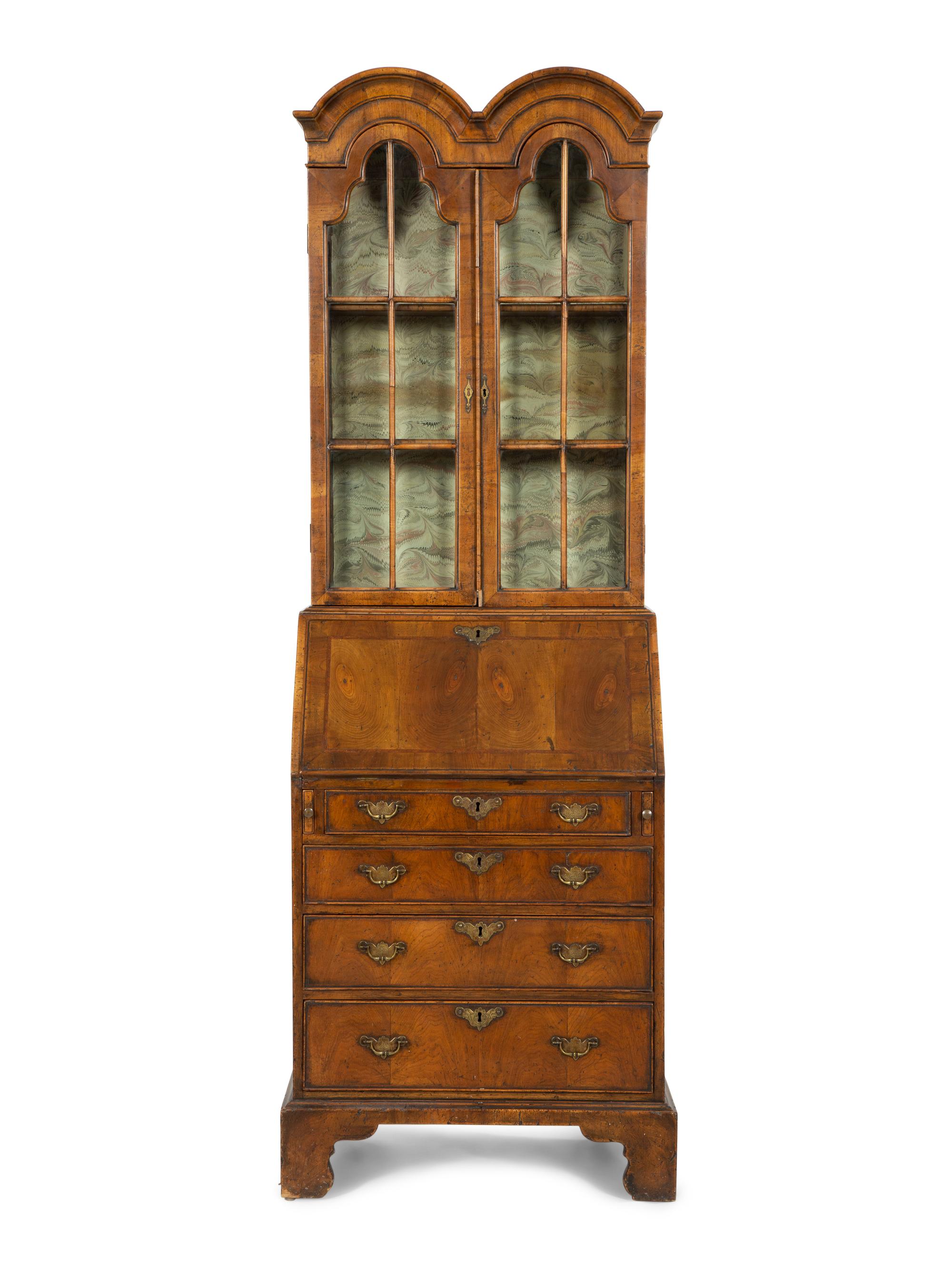 A George I Style Walnut Bureau Bookcase