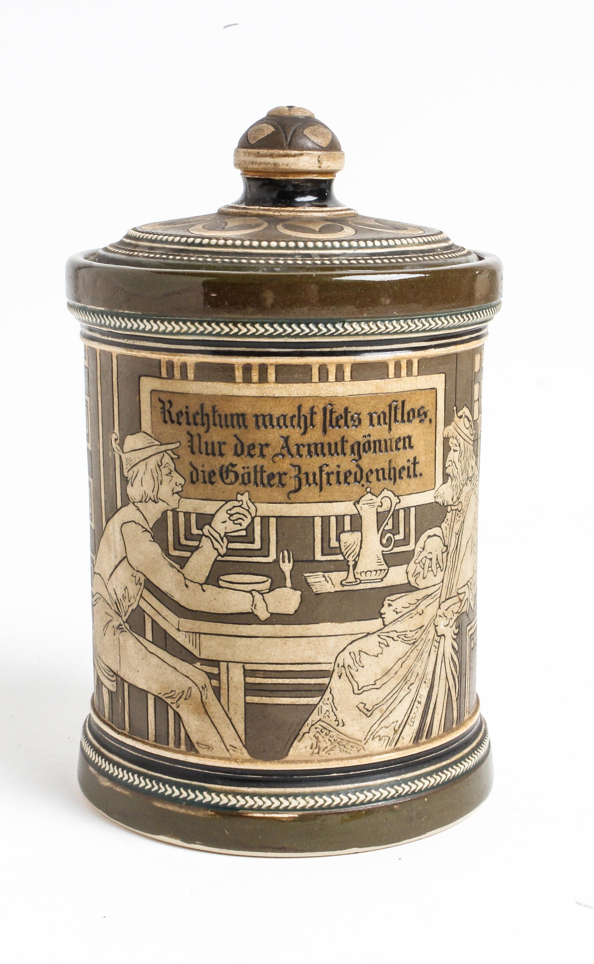A German Stoneware Jar Height 8 1/4 inches. — 19TH CENTURY