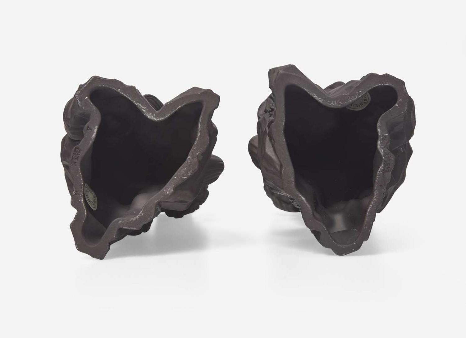 A Pair of Wedgwood Black Basalt Triton Figural Candlesticks, UK, 1973