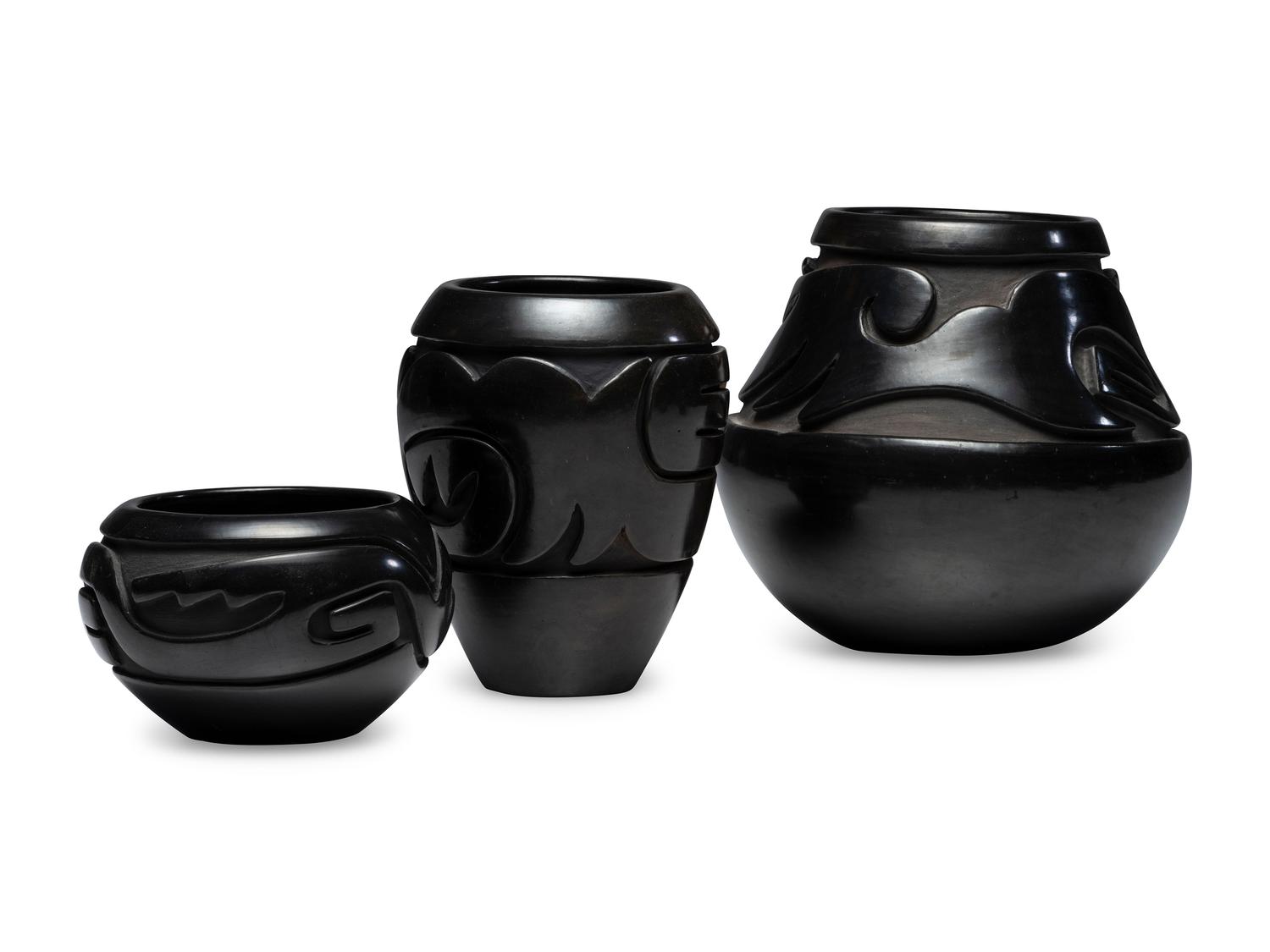 Carved Blackware Pottery