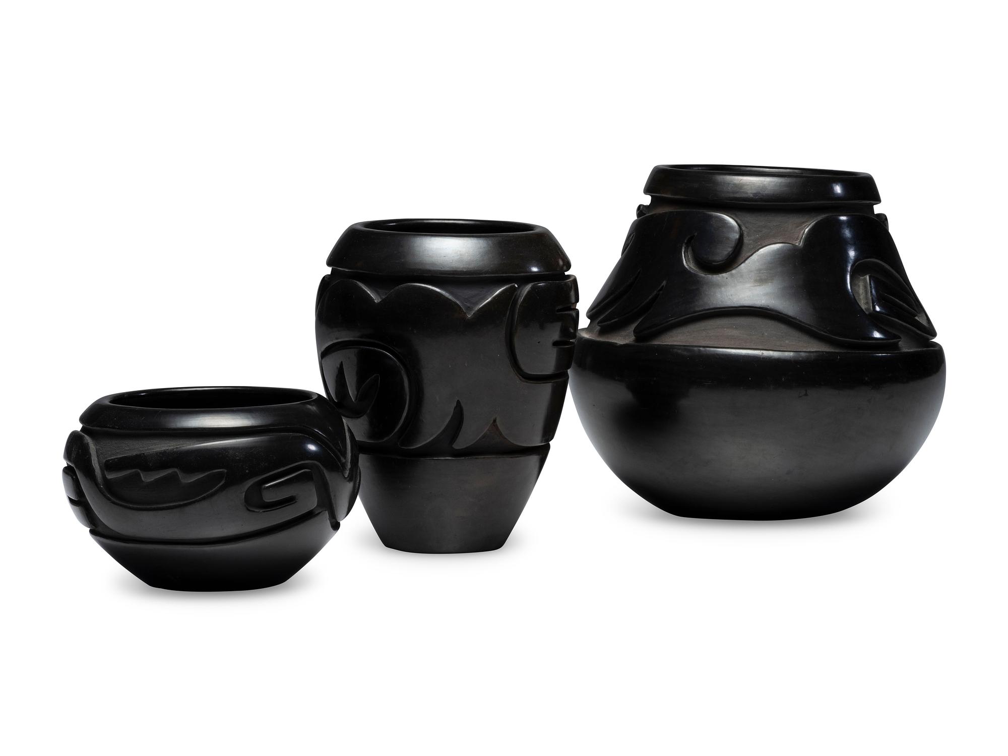 Carved Blackware Pottery