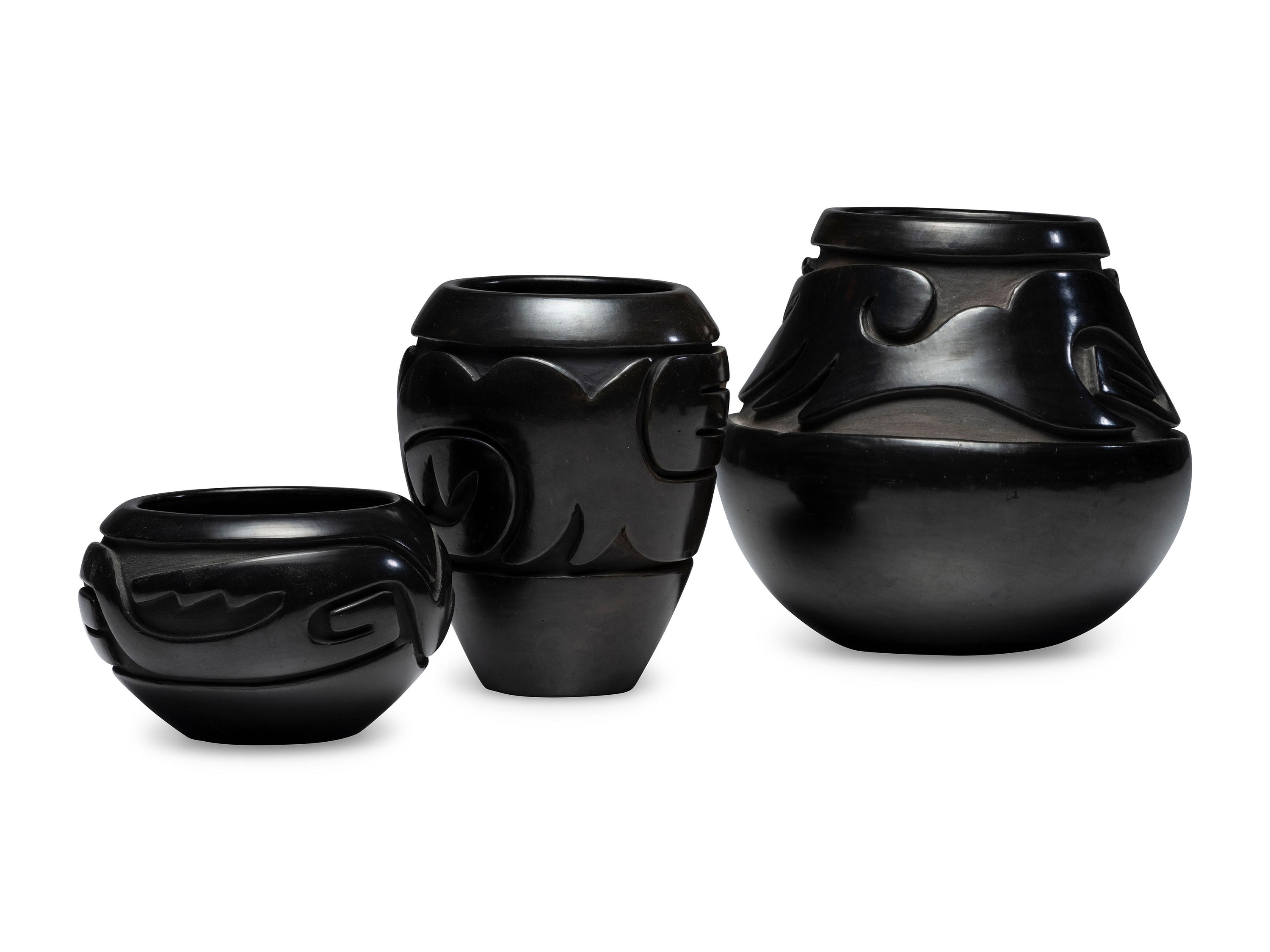 Carved Blackware Pottery