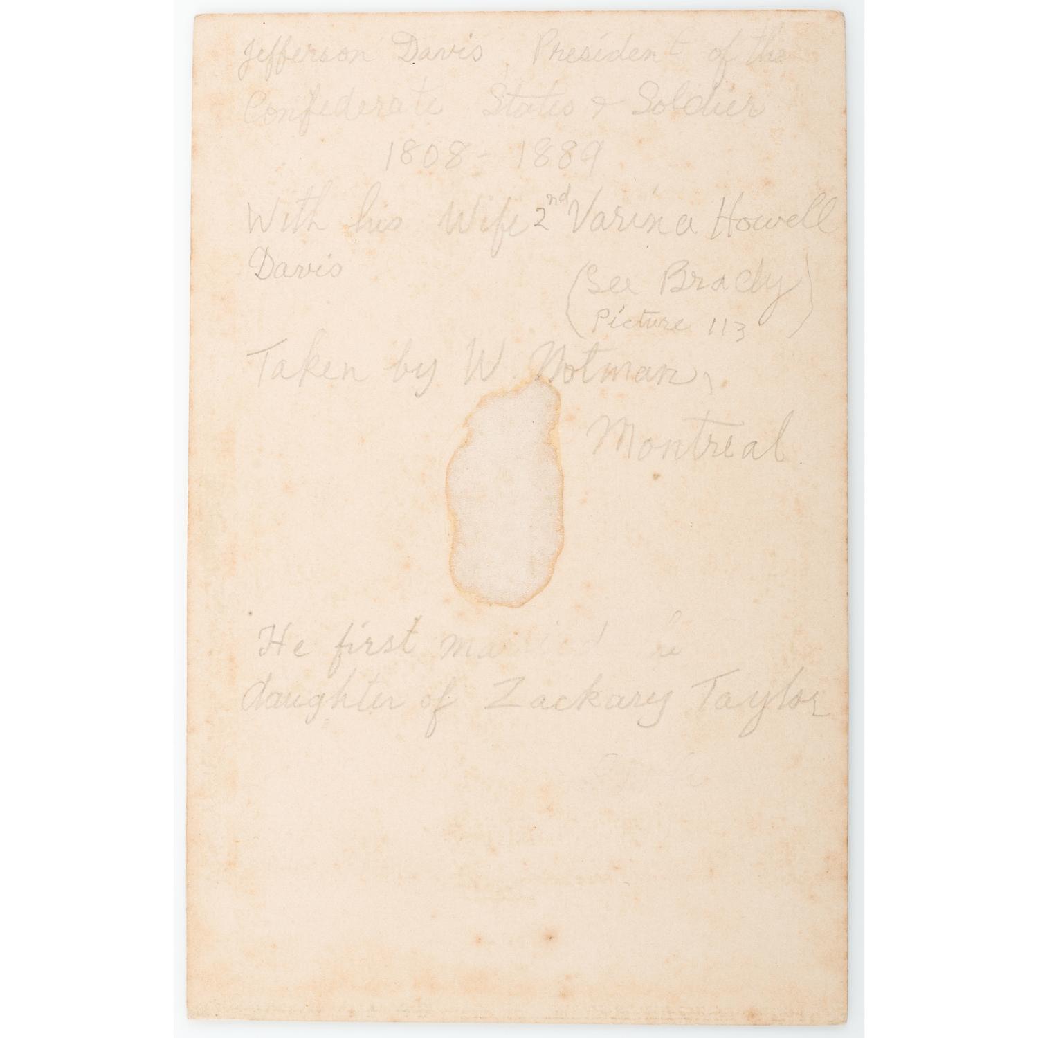 Jefferson Davis and Varina Davis Signed Cabinet Card