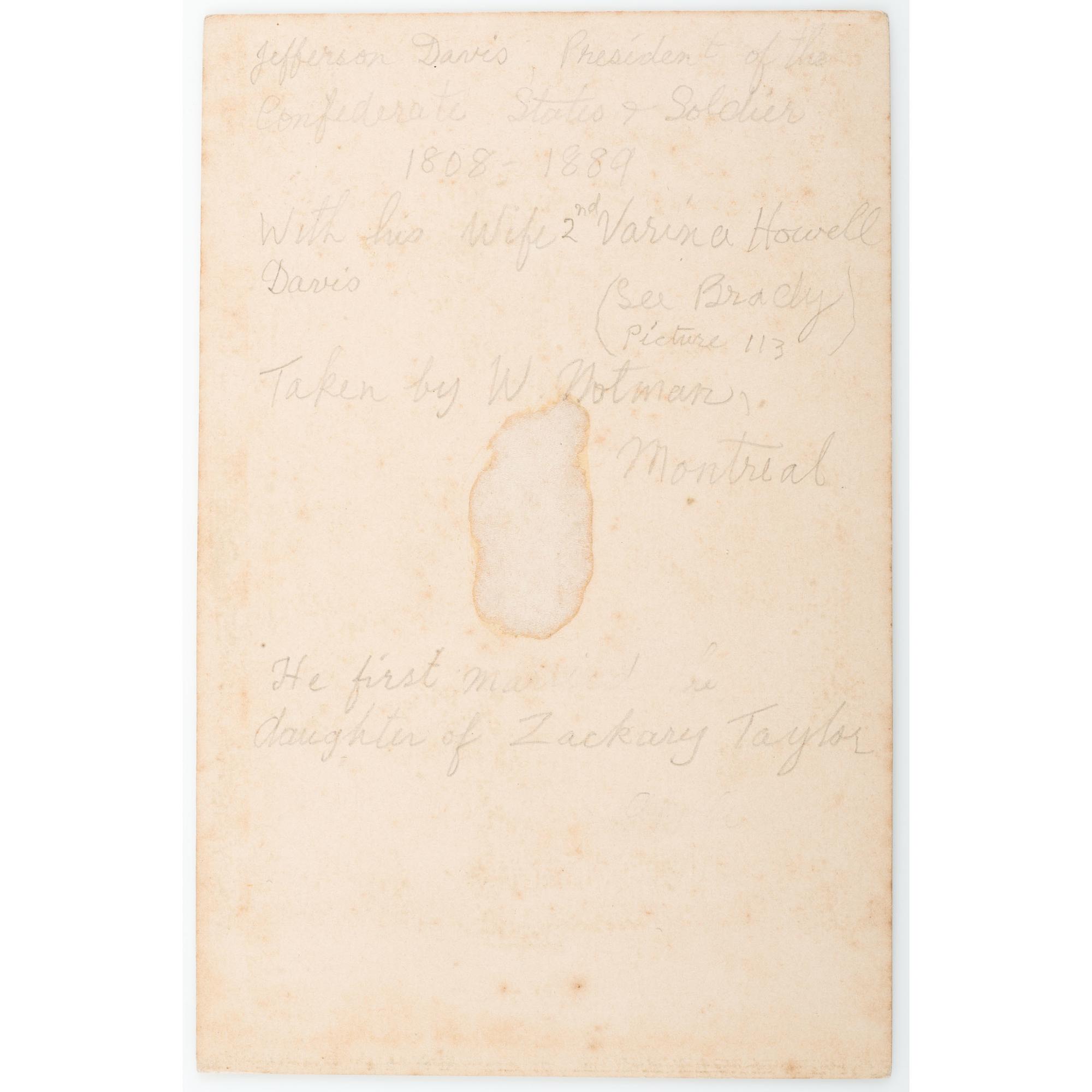 Jefferson Davis and Varina Davis Signed Cabinet Card