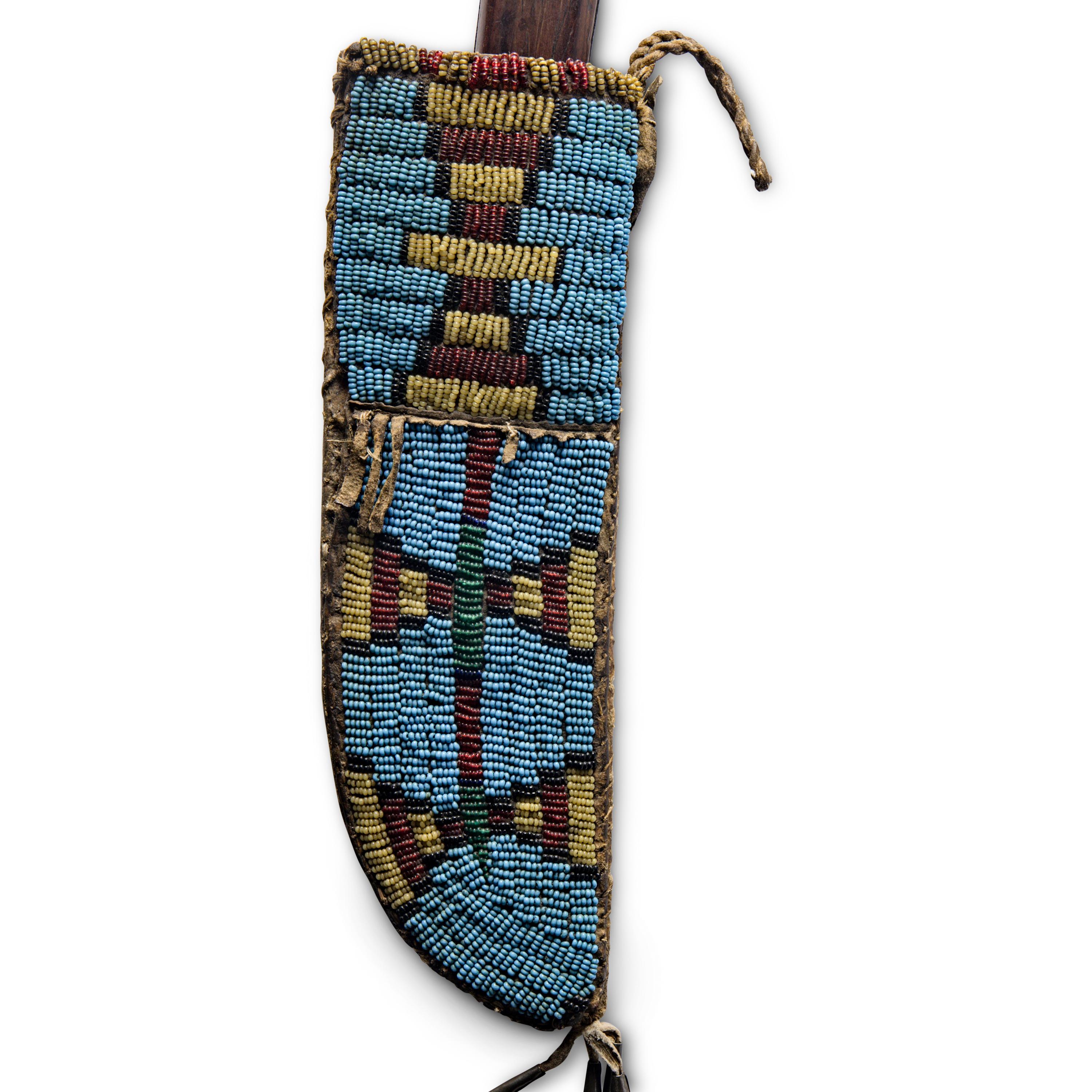 Sioux Beaded Hide Knife Sheath, with Knife