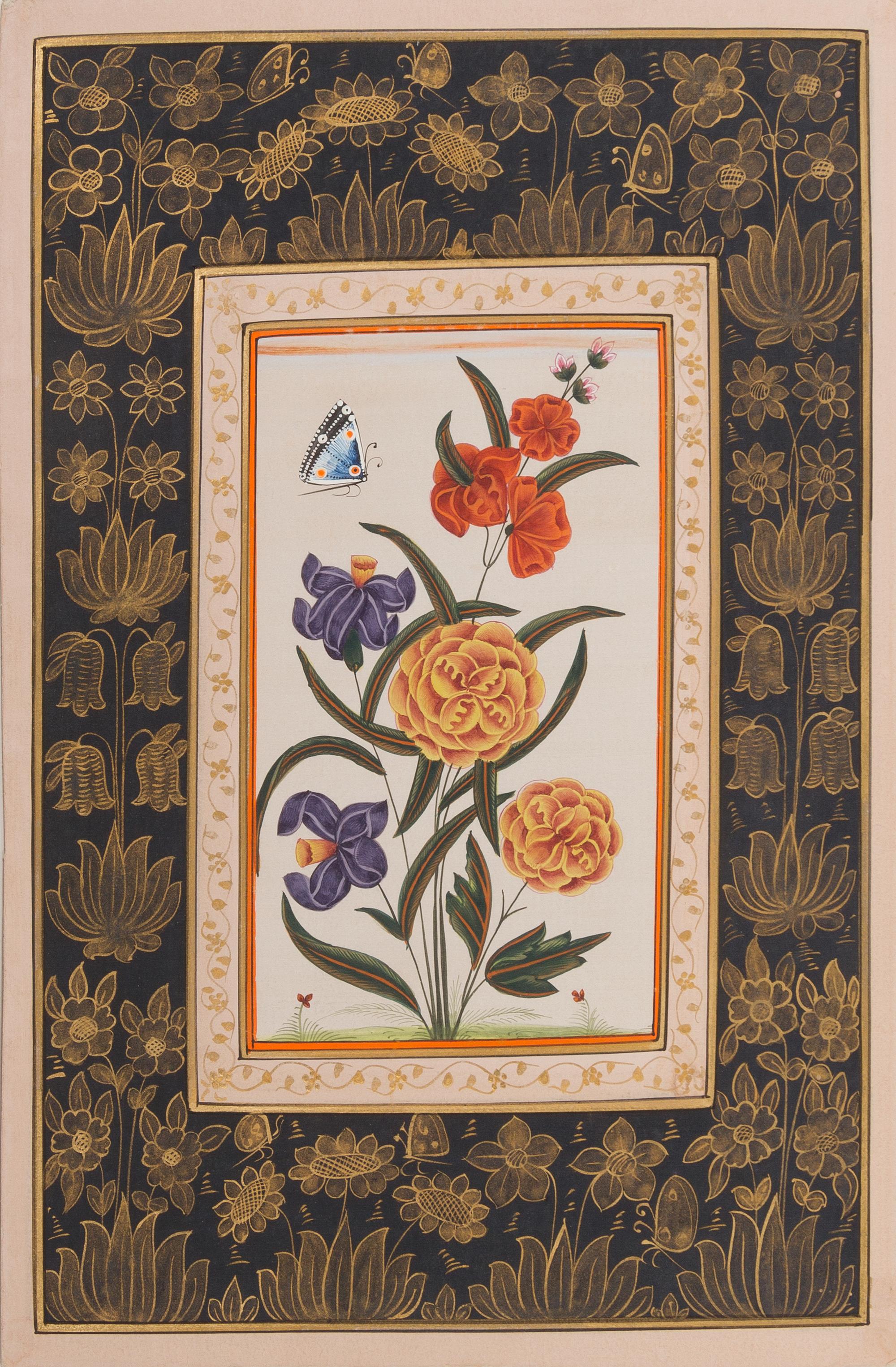 A Group of Four Illuminated Manuscripts Height of each 13 x width 8 3/4 inches.