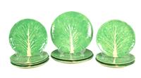 A Set of Ten Dodie Thayer Lettuce Ware Platters Diameter of largest 11 3/4 inches.