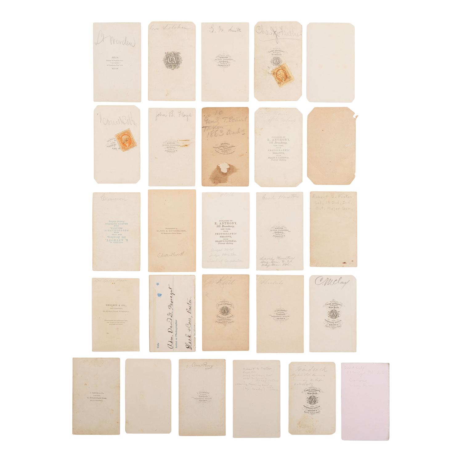 [Civil War] Group of 25 Carte de Visites of Union and Confederate Generals, Officers, and Statesmen