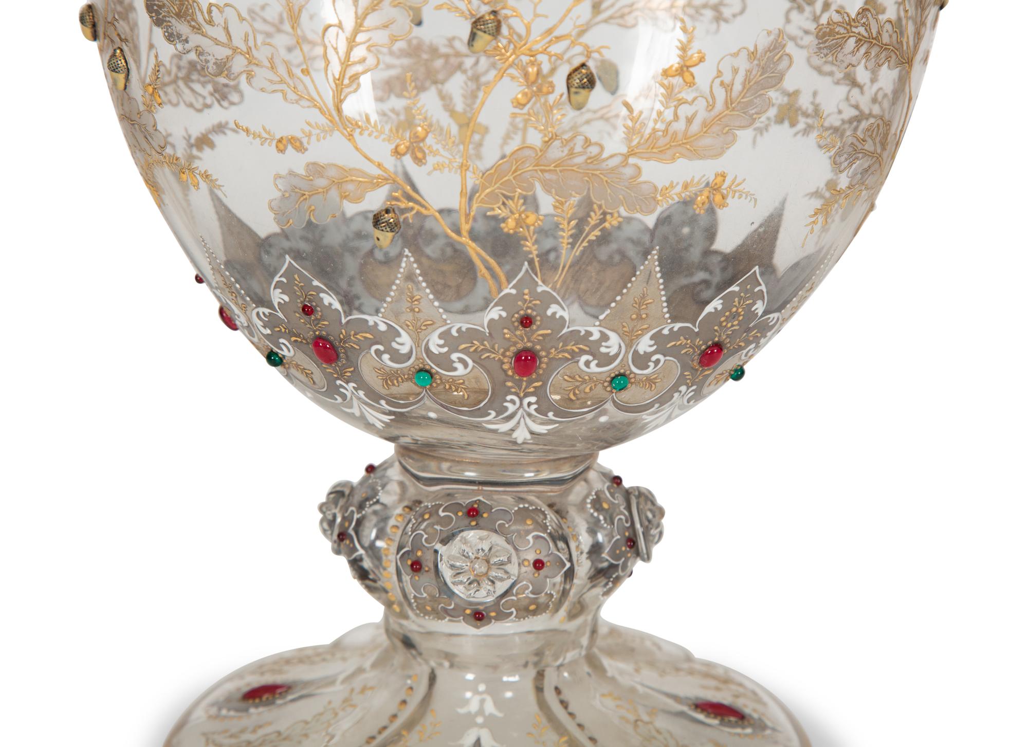 A Moser Gilded and Jeweled Enameled Crystal Vase