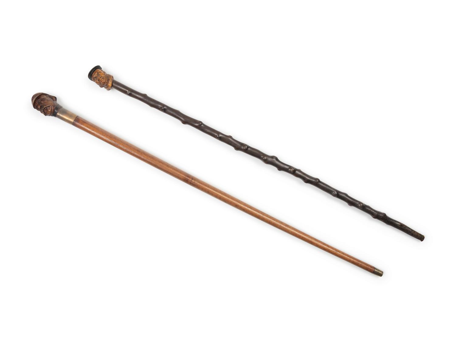 Two Figural Carved Canes