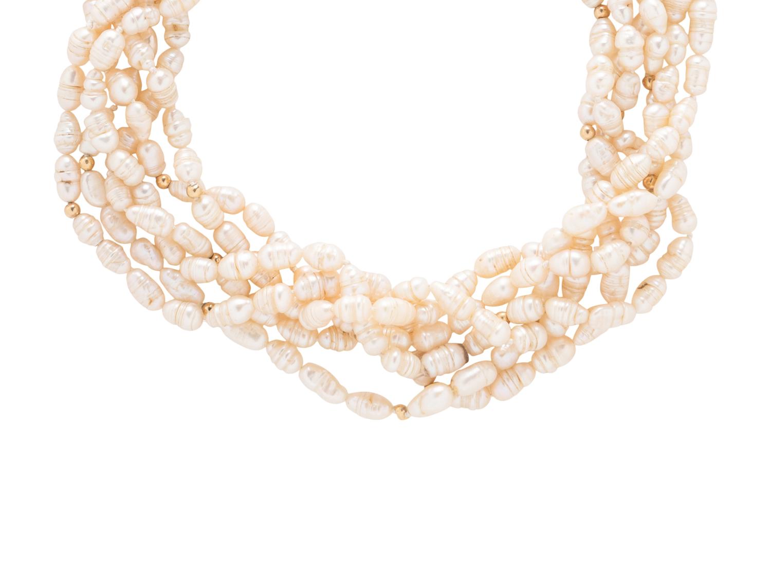 TWO KESHI PEARL TORSADE NECKLACES