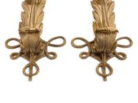 A Pair of Patinated Bronze Single-Light Feather Sconces in the Style of Jules Leleu