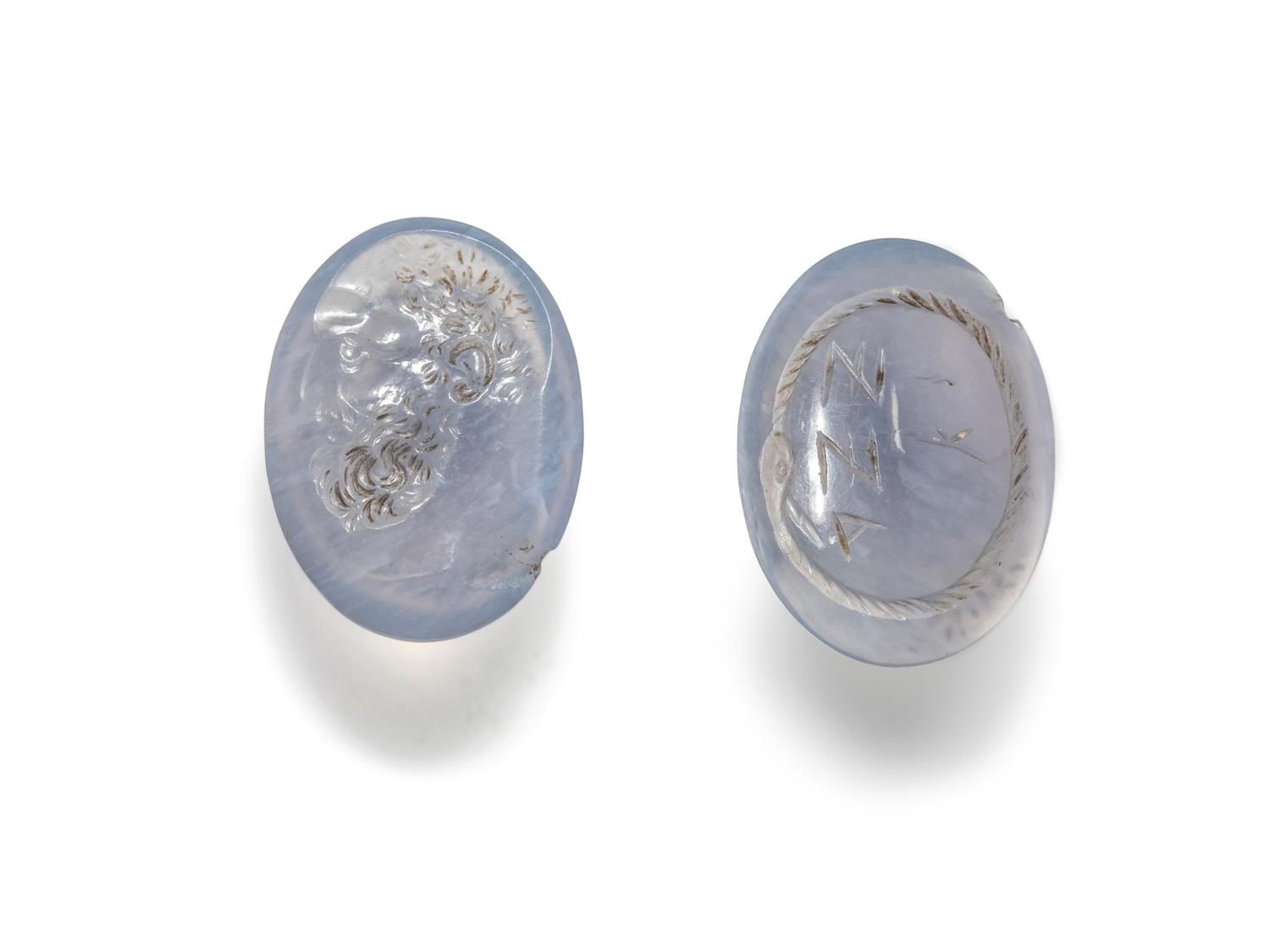 A Greek Blue Chalcedony Double-Sided Gnostic Gem