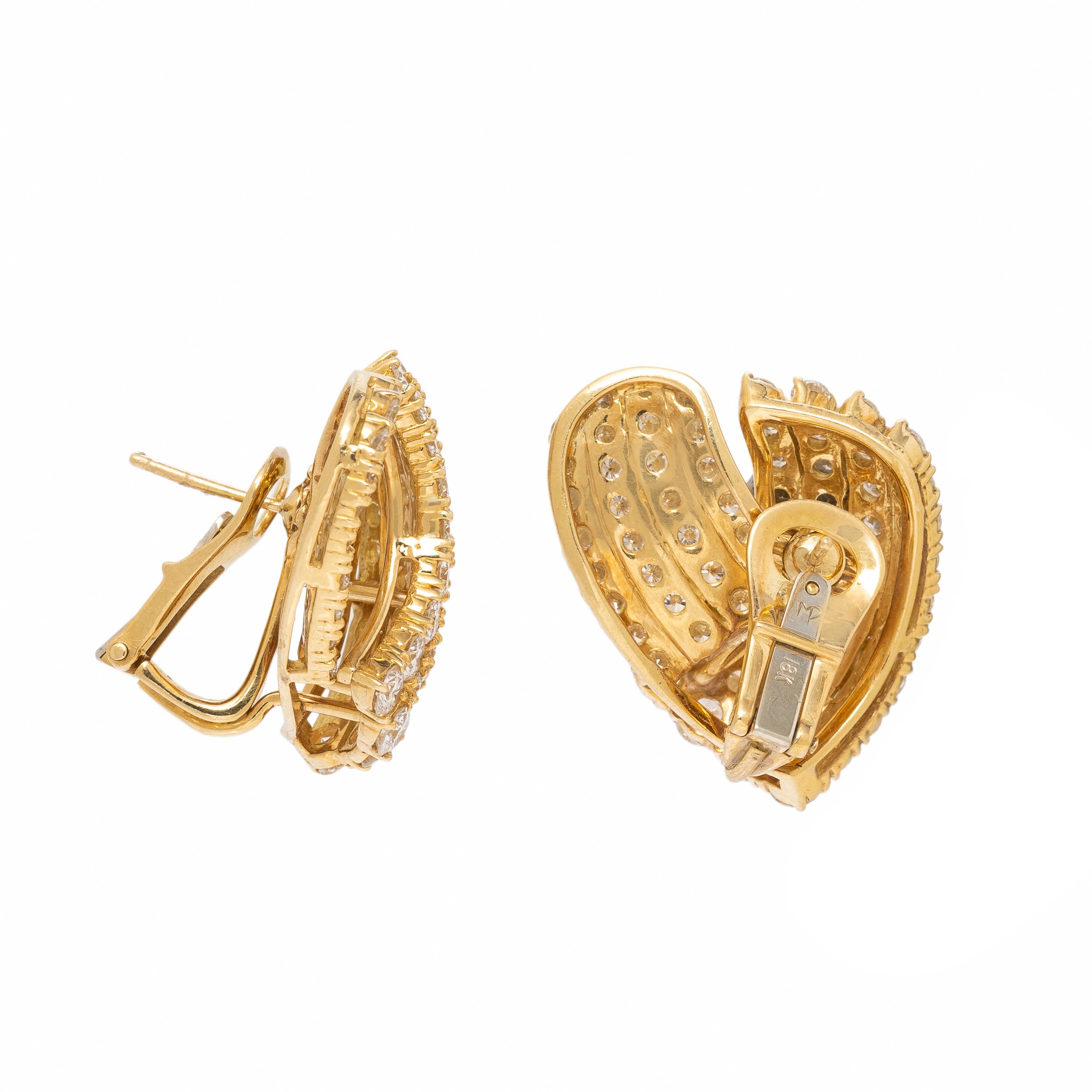 Yellow Gold and Diamond Earrings