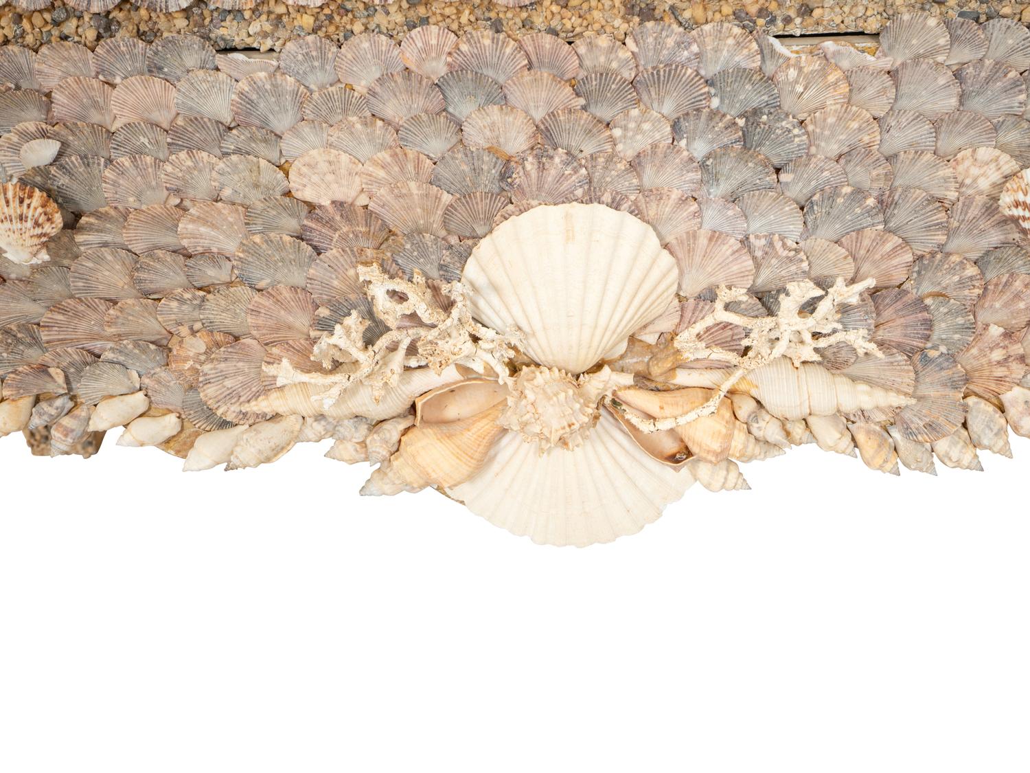 A Shellwork Encrusted-Bombe Form Commode