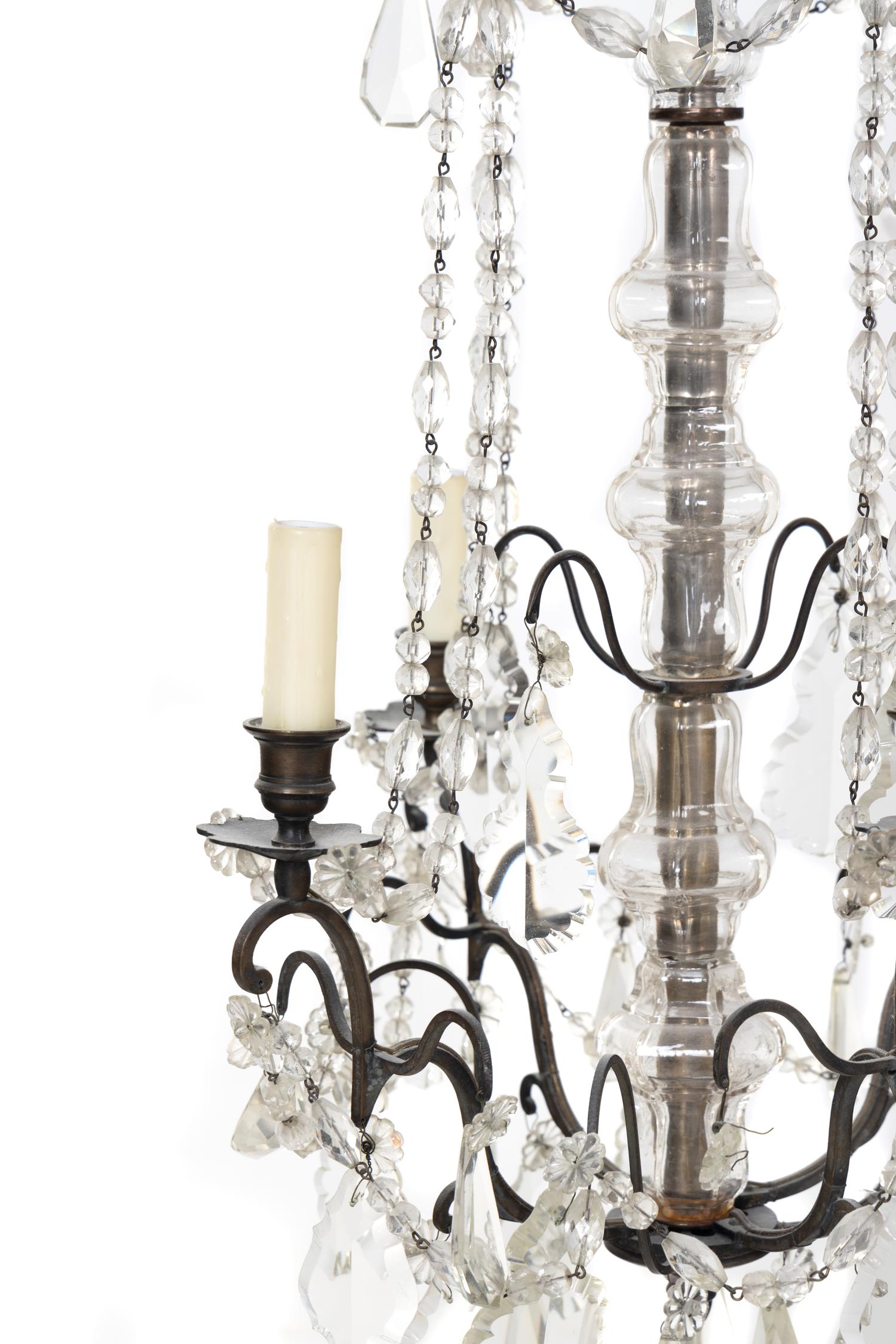 A Continental Cut Glass Four-Light Chandelier