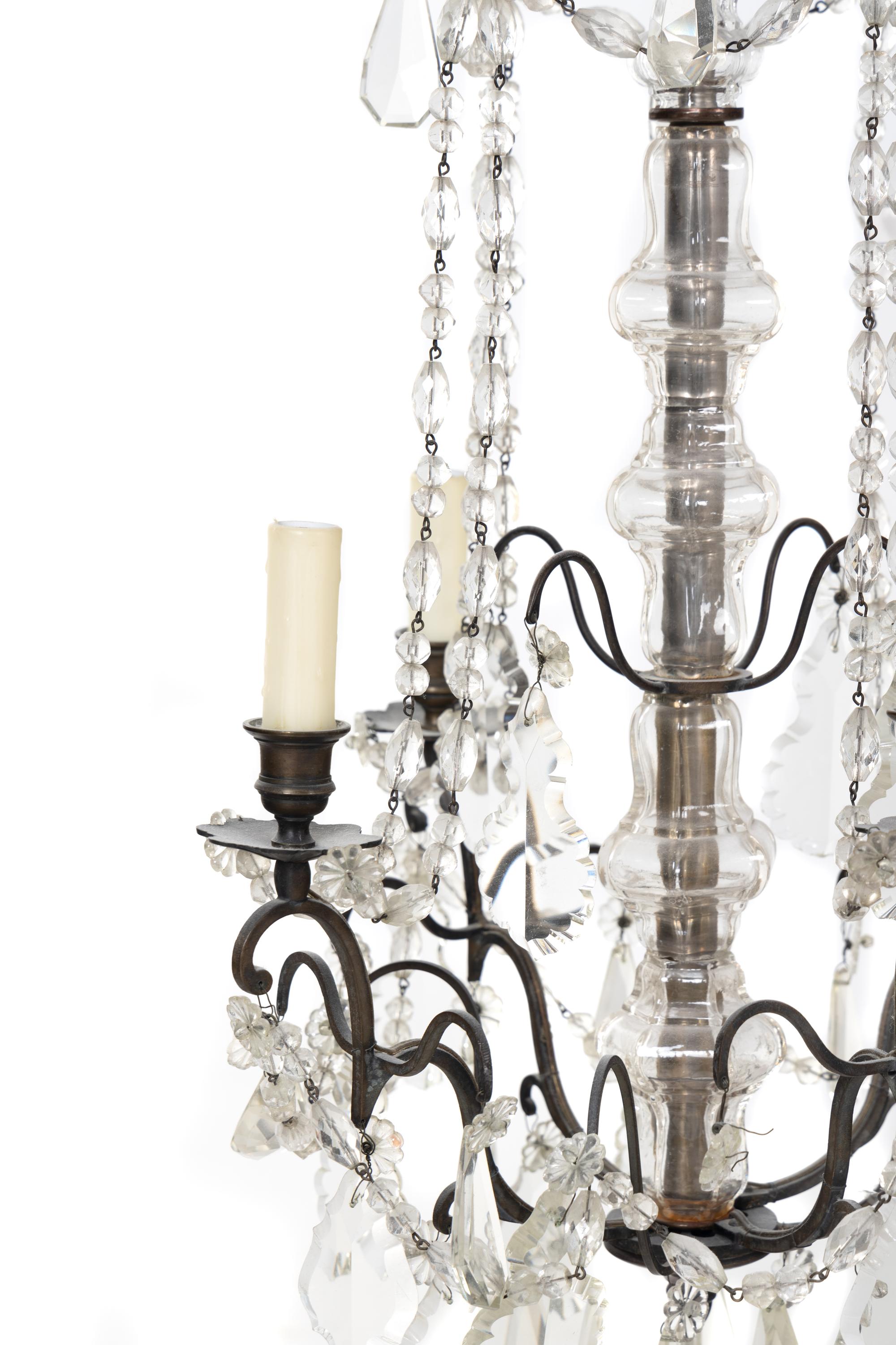 A Continental Cut Glass Four-Light Chandelier
