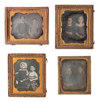 [EARLY PHOTOGRAPHY]. 32 sixth plate and quarter plate daguerreotypes of siblings, mostly sisters.