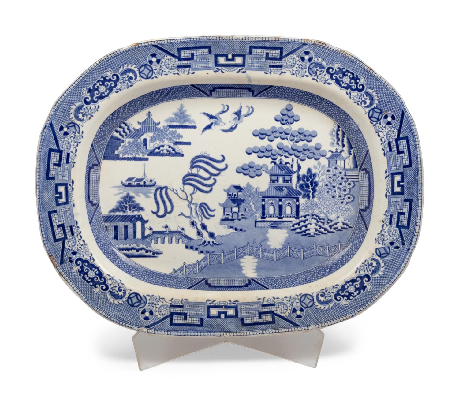 Four English Transfer-Decorated Stoneware Platters