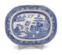 Four English Transfer-Decorated Stoneware Platters
