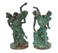 A Pair of Grand Tour Verdigris Bronze Figural Groups, LATE 19TH CENTURY, Height of taller 21 1/2 inches. — LATE 19TH CENTURY,