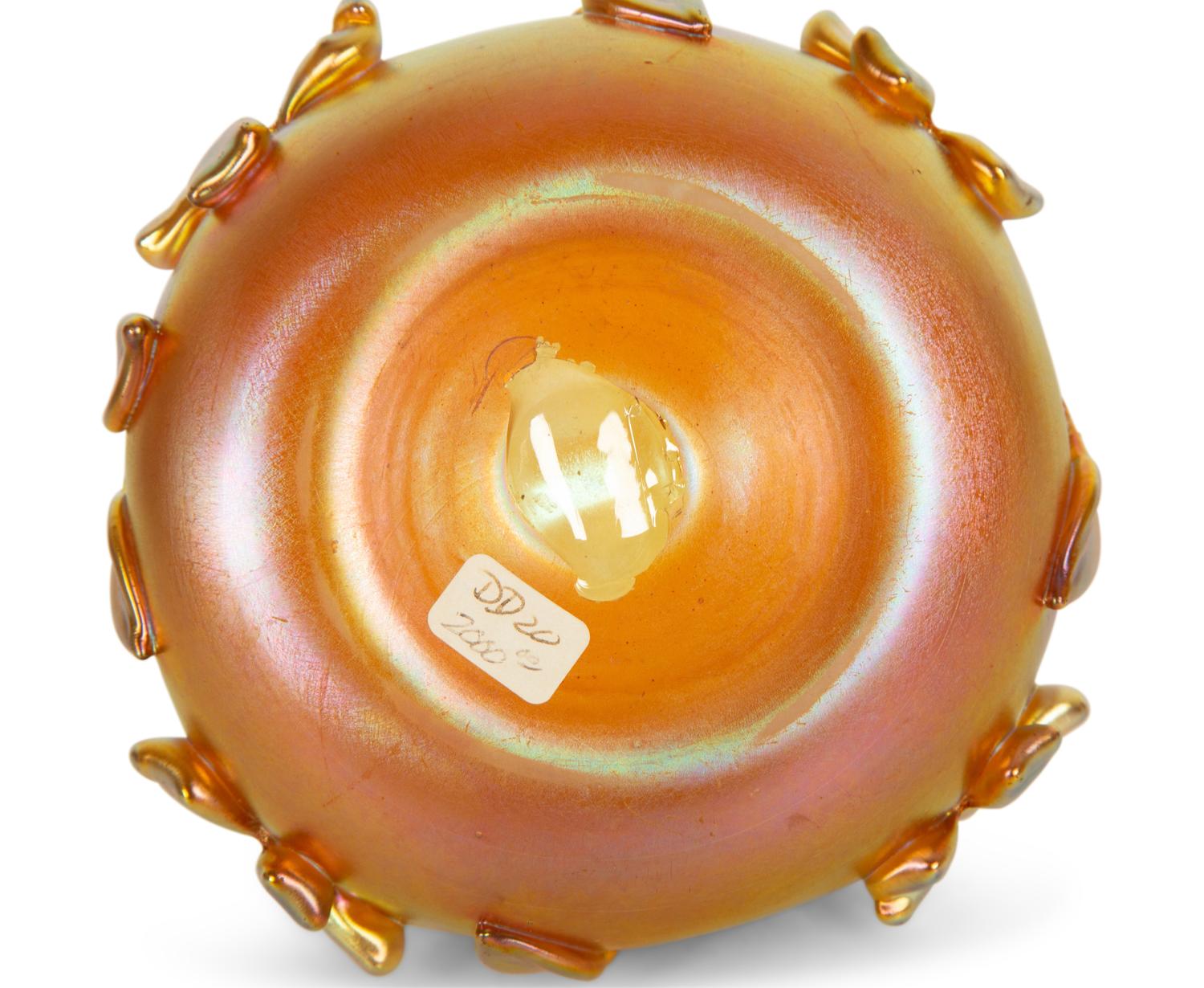 An Art Glass Bowl with Applied Flowers and Leaves