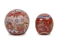 Miniature Polychrome Seed Jars, with Sgraffito Decoration