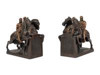 A Pair of Bronze Figural Bookends