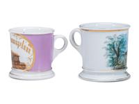 Two Railroad Worker's Porcelain Occupational Shaving Mugs