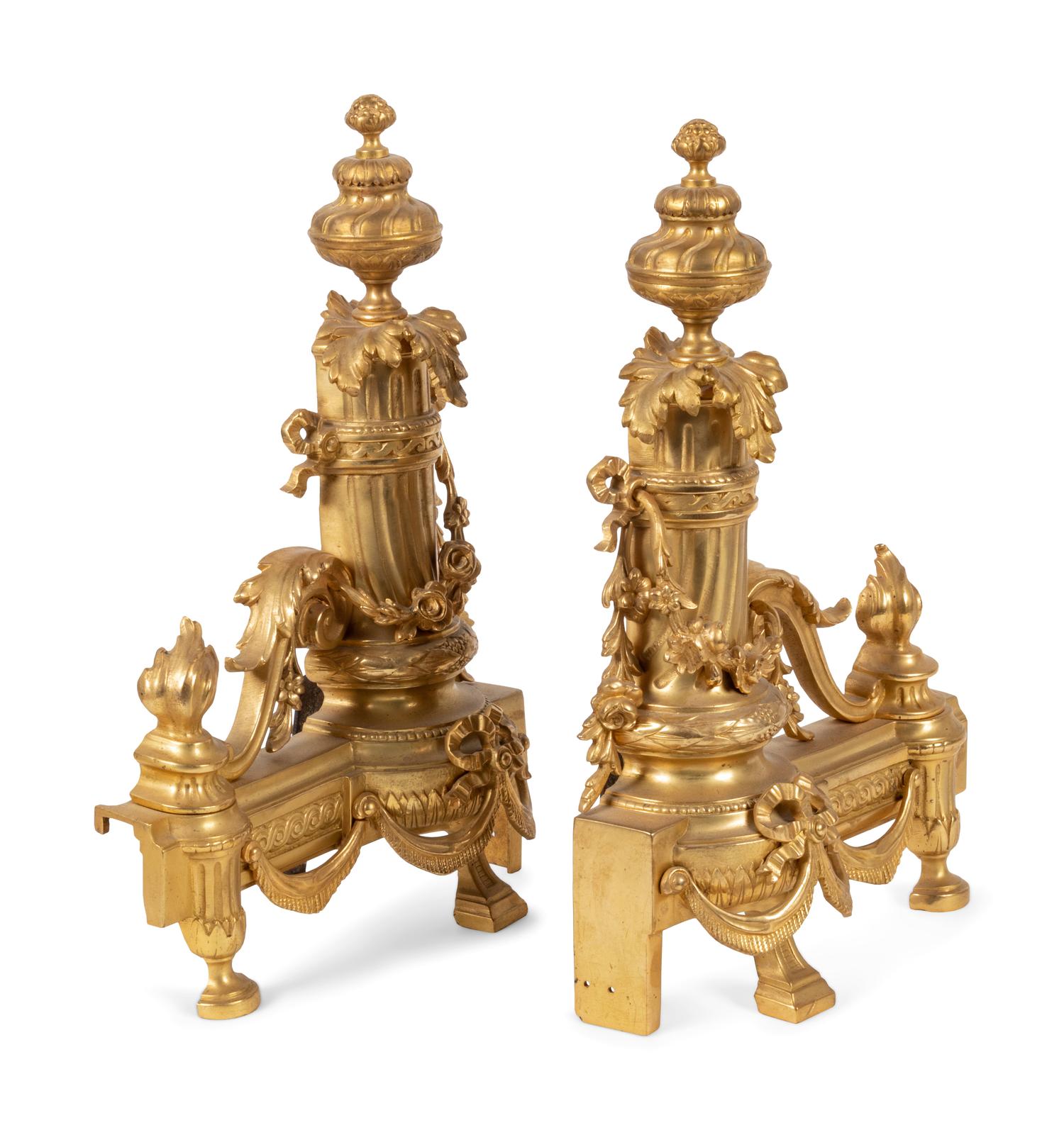 A Napoleon III Style Gilt Bronze Fireplace Suite