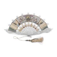 [LINCOLN MOURNING]. A unique Lincoln mourning fan produced for display at the 1867 Paris Exposition. Habana/Paris: Designed by August E. A. Luce for Bartolomé Crespo De Borbon, 1866.