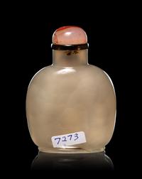 Two Carved Silhouette Agate Snuff Bottles