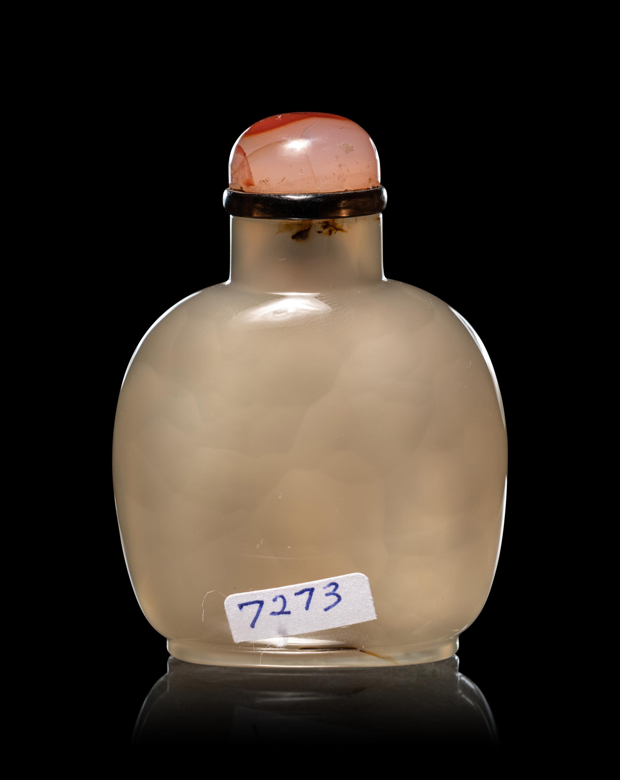Two Carved Silhouette Agate Snuff Bottles